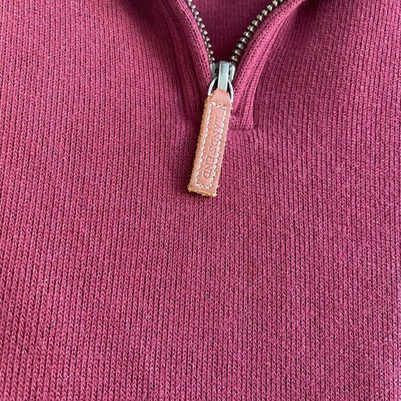 100% Cotton Lands' End Burgundy Bedford Rib Quarter Zip Sweatshirt, Large - Picture 3 of 6